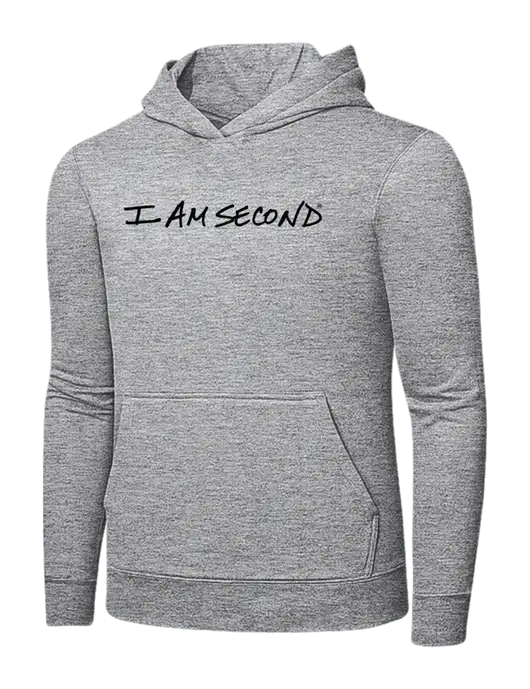 Light Grey Heather 7.8 oz Ring Spun Hooded Sweatshirt w/I Am Second Logo