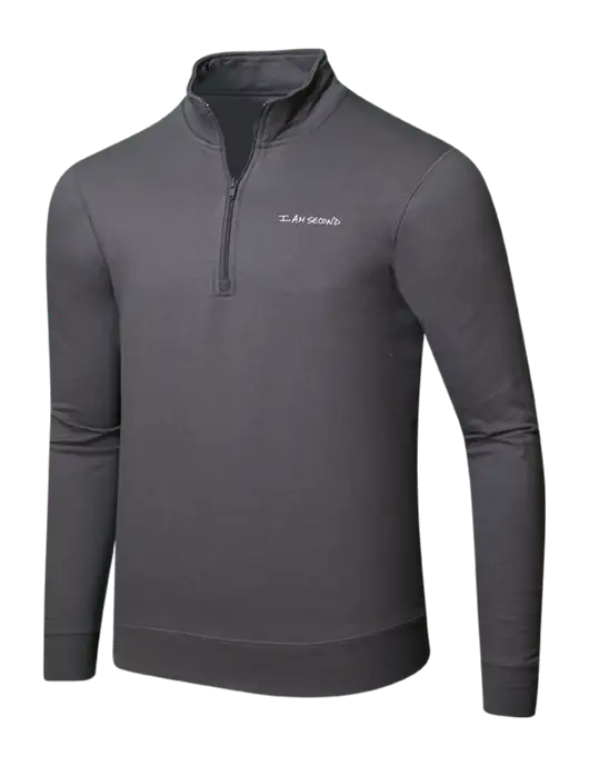 Charcoal 8.5 oz Ring Spun 1/4 Zip Pullover Sweatshirt w/I Am Second Logo