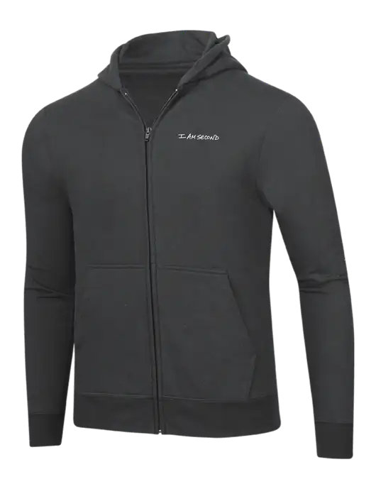 Charcoal 8.5 oz Ring Spun Zip Hooded Sweatshirt w/I Am Second Logo