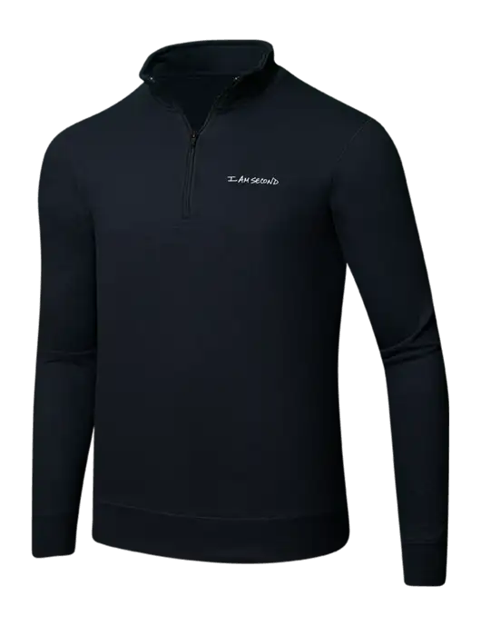 Jet Black 8.5 oz Ring Spun 1/4 Zip Pullover Sweatshirt w/I Am Second Logo