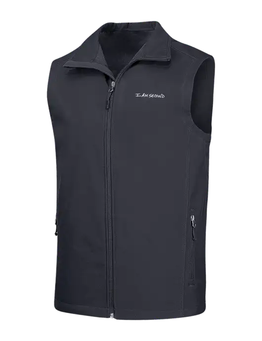 Dark Grey Core Soft Shell Vest w/I Am Second Logo