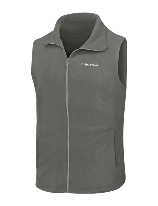 Medium Grey Microfleece Vest w/I Am Second Logo