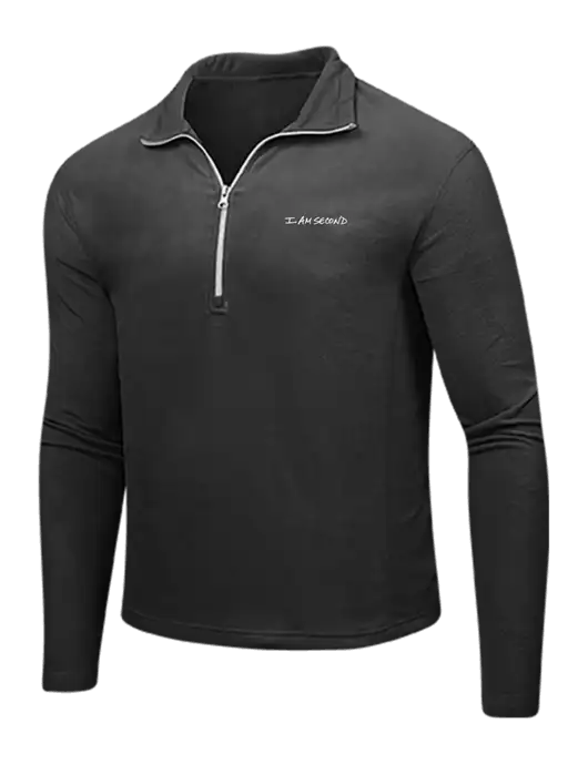 Black Microfleece 1/2 Zip Pullover w/I Am Second Logo