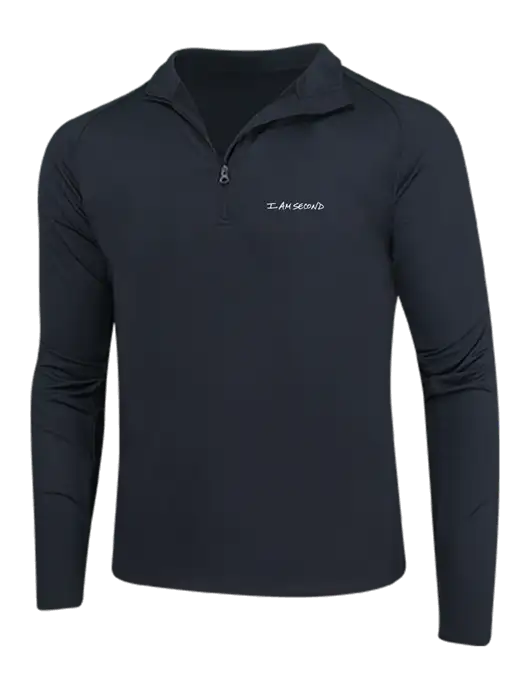 Black Sport Wick Stretch 1/4 Zip Pullover w/I Am Second Logo