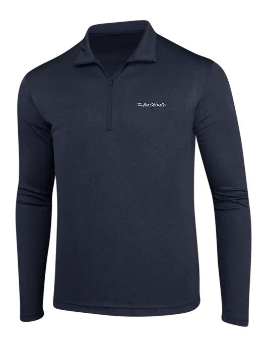 Endeavor Deep Navy Heather 1/4 Zip Pullover w/I Am Second Logo