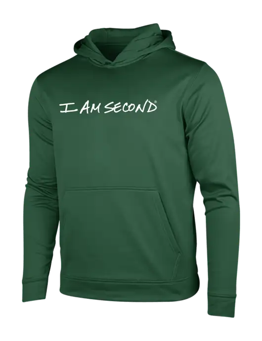 Forest Green Sport-Wick Fleece Hooded Pullover w/I Am Second Logo