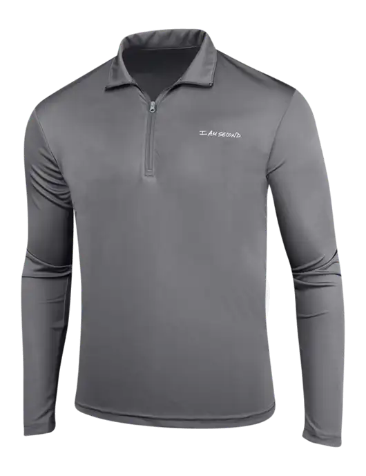 Medium Grey PosiCharge Competitor 1/4 Zip Pullover w/I Am Second Logo