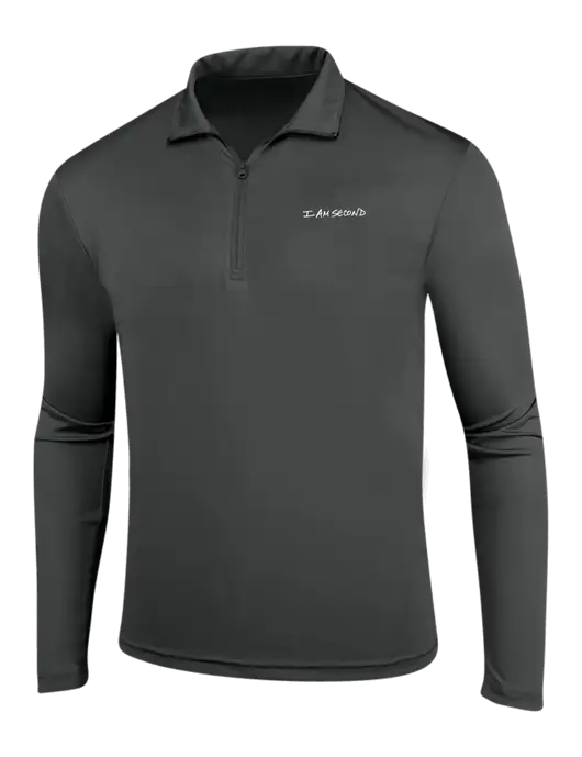 Dark Grey PosiCharge Competitor 1/4 Zip Pullover w/I Am Second Logo