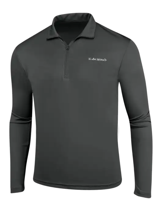 Dark Grey PosiCharge Competitor 1/4 Zip Pullover w/I Am Second Logo