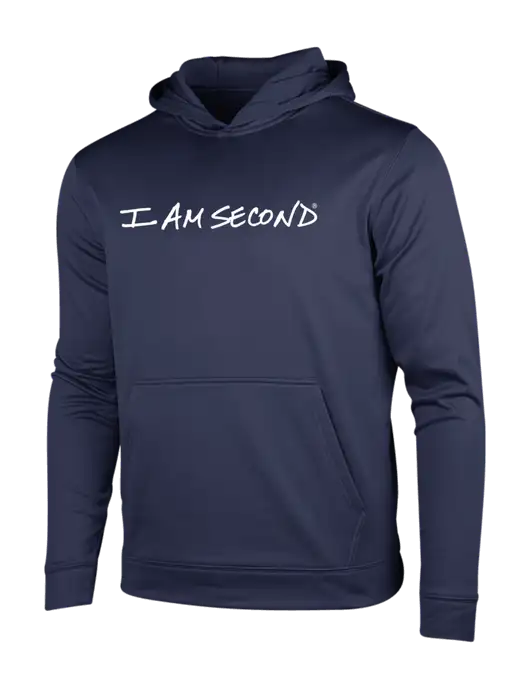Navy Sport-Wick Fleece Hooded Pullover w/I Am Second Logo