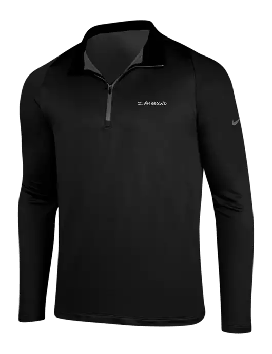 NIKE Black/Dark Grey Dry-Fit Stretch 1/2 Zip Cover-Up w/I Am Second Logo
