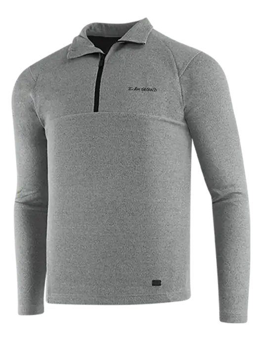 OGIO Petrol Grey Heather Transition 1/4 Zip Pullover w/I Am Second Logo