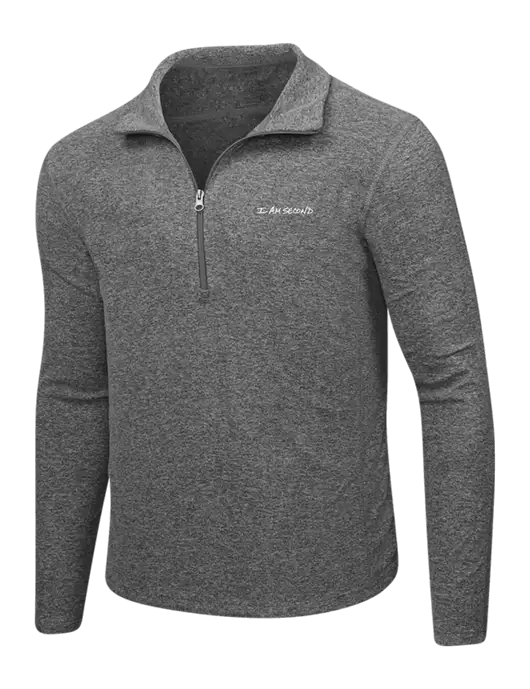 Medium Grey Heather Microfleece 1/2 Zip Pullover w/I Am Second Logo