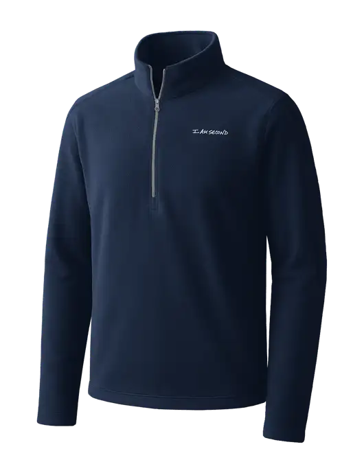Navy Microfleece 1/2 Zip Pullover w/I Am Second Logo