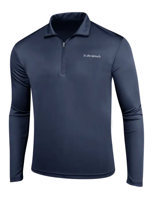 Navy PosiCharge Competitor 1/4 Zip Pullover w/I Am Second Logo