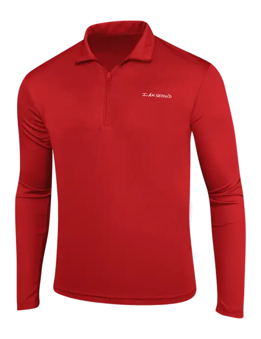 Red PosiCharge Competitor 1/4 Zip Pullover w/I Am Second Logo