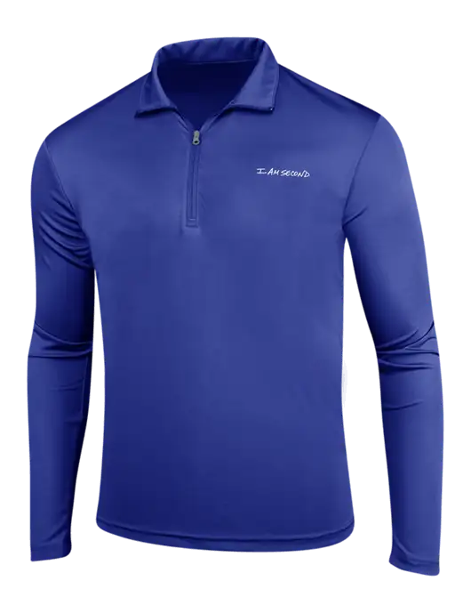 Dark Royal PosiCharge Competitor 1/4 Zip Pullover w/I Am Second Logo