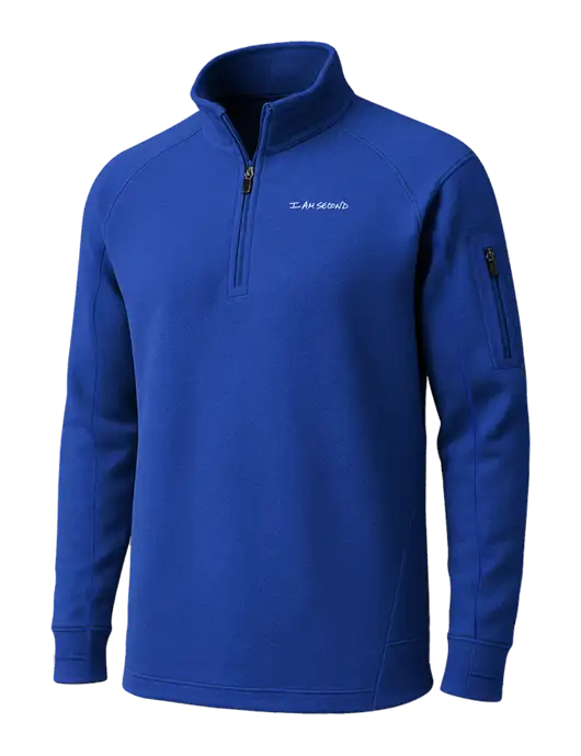 True Royal Tech Fleece 1/4 Zip Pullover w/I Am Second Logo