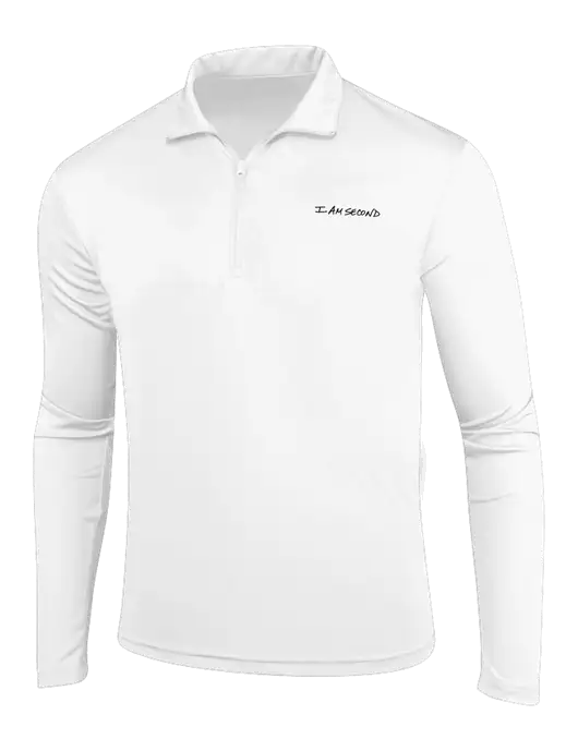 White PosiCharge Competitor 1/4 Zip Pullover w/I Am Second Logo