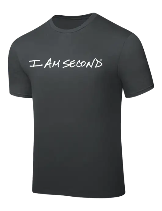 Dark Grey PosiCharge Competitor Tee w/I Am Second Logo