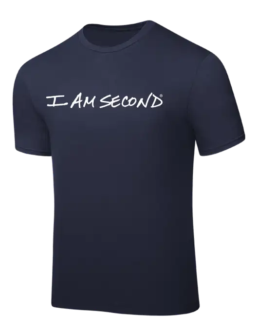 Navy PosiCharge Competitor Tee w/I Am Second Logo