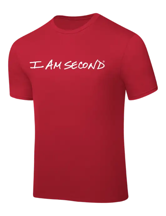 Red PosiCharge Competitor Tee w/I Am Second Logo