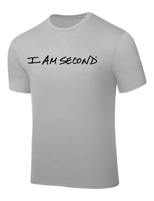 Silver PosiCharge Competitor Tee w/I Am Second Logo