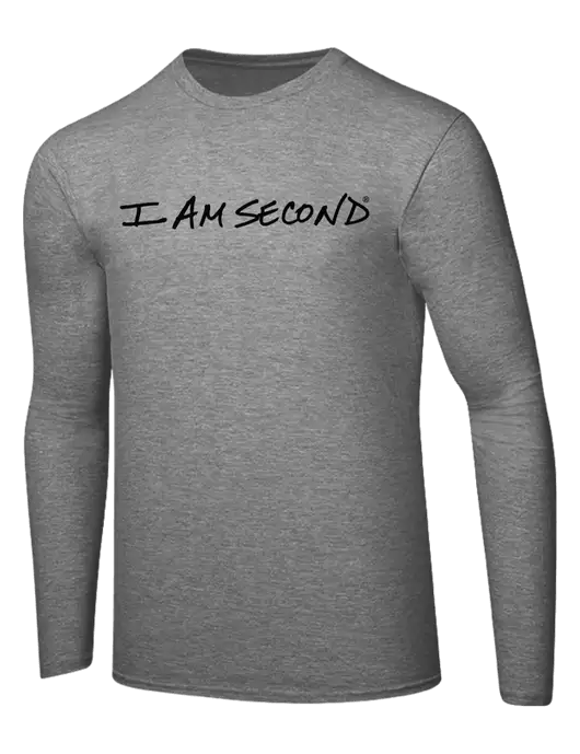 Ring Spun Light Heather Grey 4.5 oz Long Sleeve T-Shirt w/I Am Second Logo