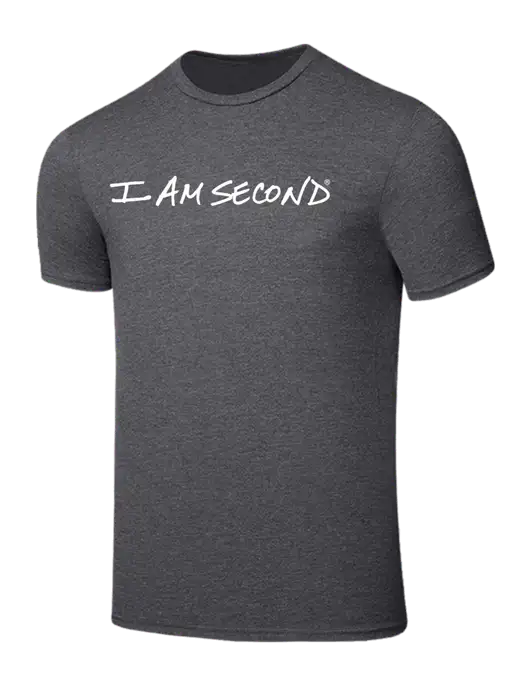 Seriously Soft Heathered Charcoal T-Shirt w/I Am Second Logo
