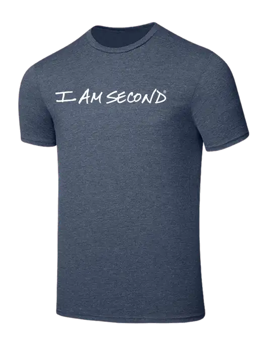 Seriously Soft Heathered Navy T-Shirt w/I Am Second Logo