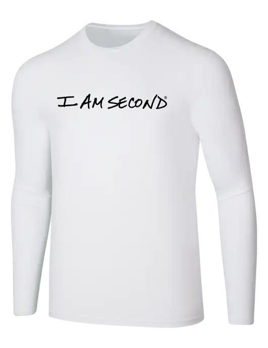 Seriously Soft White Long Sleeve T-Shirt w/I Am Second Logo