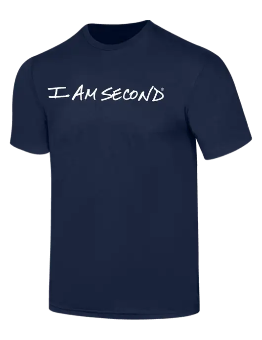Simply Soft Navy 4.5oz  Poly/Combed Ring Spun Cotton T-Shirt w/I Am Second Logo