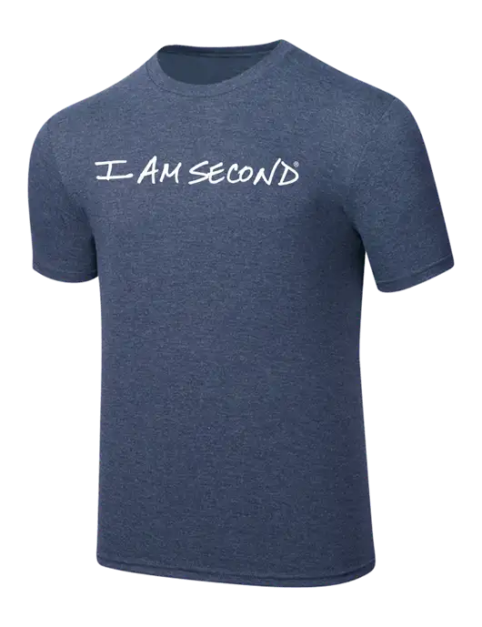 Simply Soft Navy Frost 4.5oz  Poly/Combed Ring Spun Cotton T-Shirt w/I Am Second Logo