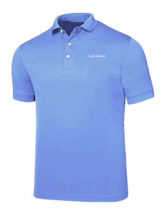 Callaway Ottoman Light Blue Polo w/I Am Second Logo