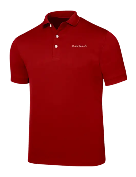 Callaway Ottoman Red Polo w/I Am Second Logo