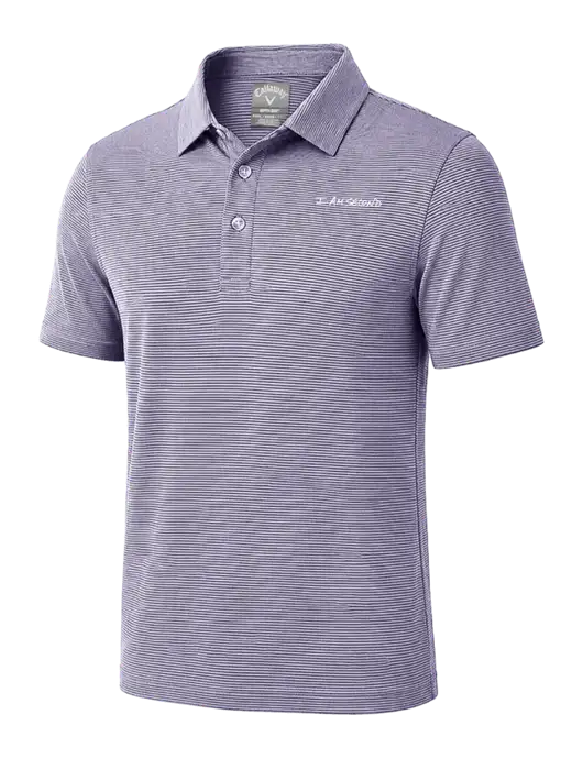 Callaway Navy Fine Line Stripe Polo w/I Am Second Logo