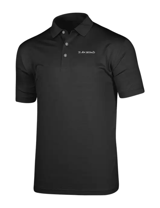 Callaway Vibrant Black Ventilated Polo w/I Am Second Logo