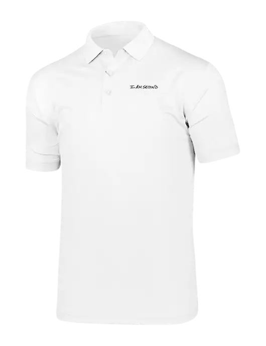 Callaway Vibrant Bright White Ventilated Polo w/I Am Second Logo