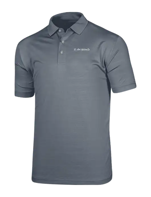 Callaway Vibrant Light Grey Ventilated Polo w/I Am Second Logo