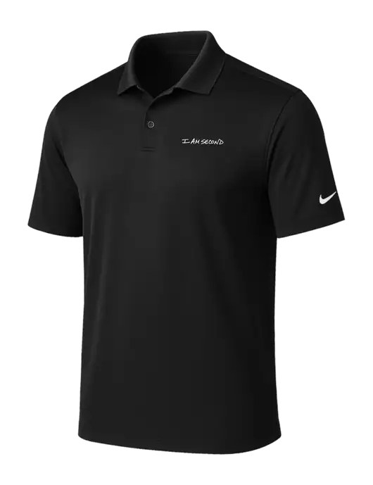 NIKE Black Victory Solid Polo w/I Am Second Logo