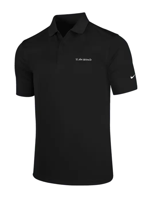 NIKE Black Dri-Fit Players Victory Polo w/I Am Second Logo