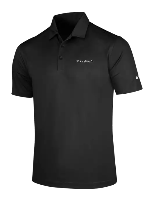 NIKE Black Dri-Fit Vertical Mesh Polo w/I Am Second Logo