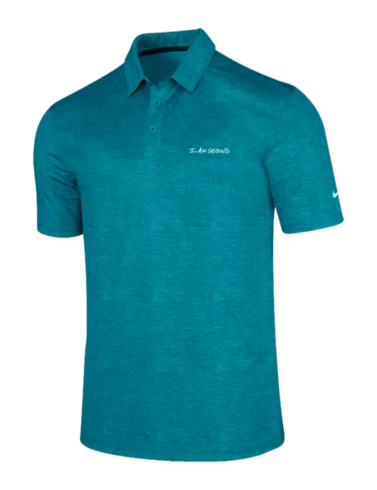 NIKE Blustery Dark Teal Dri-Fit Crosshatch Polo w/I Am Second Logo
