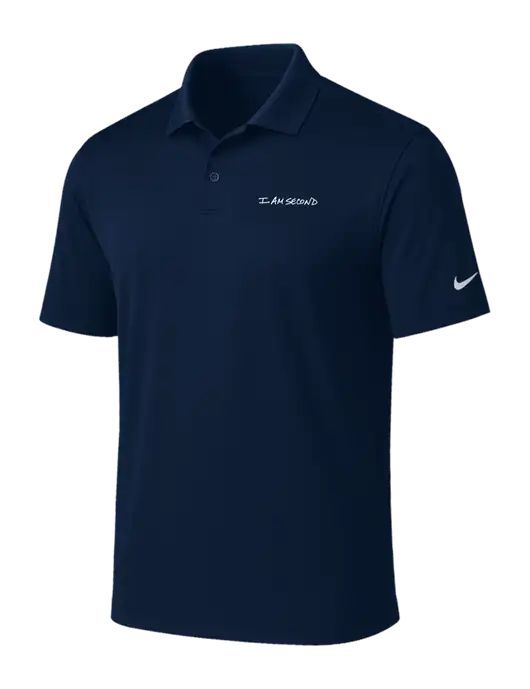 NIKE Navy Victory Solid Polo w/I Am Second Logo