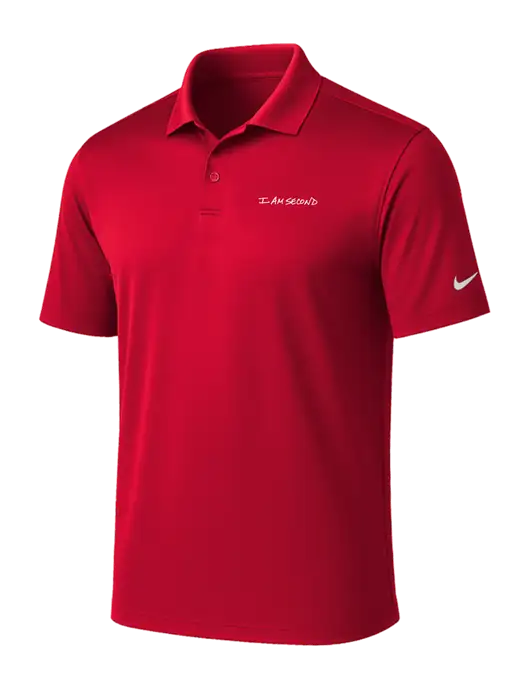 NIKE Red Victory Solid Polo w/I Am Second Logo