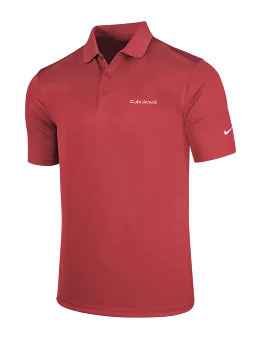 NIKE Red Dri-Fit Players Victory Polo w/I Am Second Logo