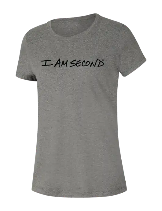Womens Seriously Soft Grey Frost T-Shirt w/I Am Second Logo