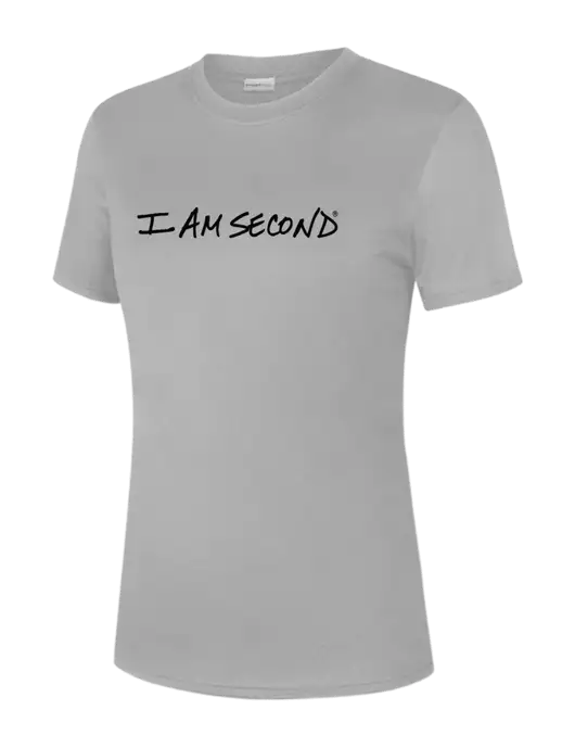  Womens Light Grey PosiCharge Competitor Tee w/I Am Second Logo