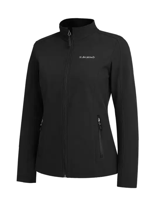 Black Womens Core Soft Shell Jacket w/I Am Second Logo