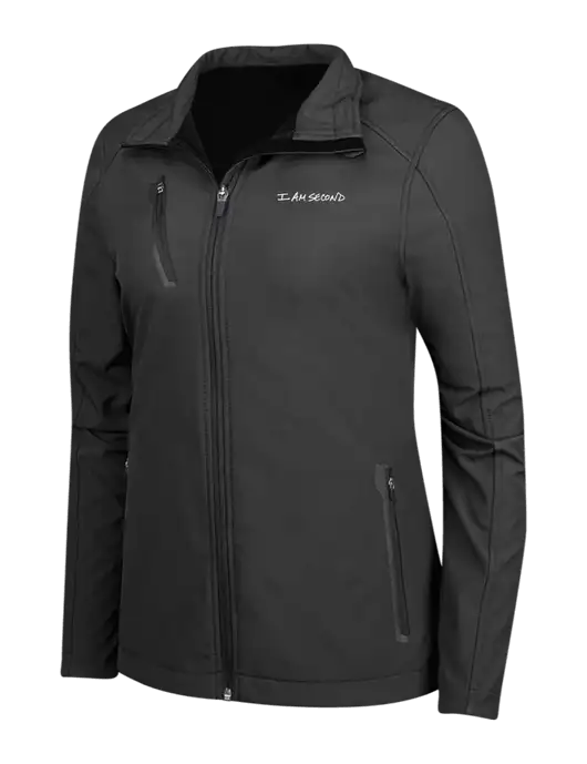 Black Womens Welded Softshell Jacket w/I Am Second Logo